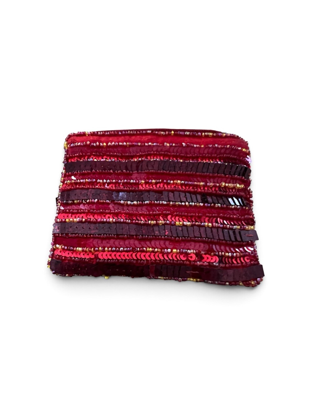 Vintage Red Sequin Stripe Small Clutch Bag